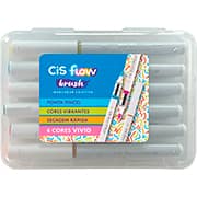 Caneta pincel Brush Pen 06 cores, Flow Criativo vívidas, Cis - ET 6 UN Caneta pincel Brush Pen 06 cores, Flow Criativo vívidas, Cis - ET 6 UN