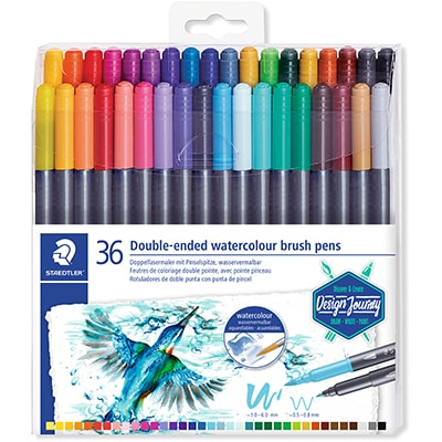 Caneta pincel brush pen ponta dupla 36 cores 3001 TB36 Staedtler BT 1 UN