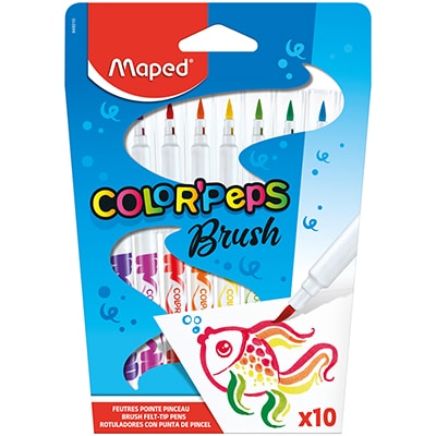 Caneta Hidrográfica Color Peps Brush Pen, 10 cores, 848010, Maped CX 1 UN