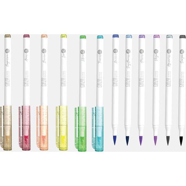 Caneta Pincel Brush Pen Glitter Signos, Sortido, 17.283, Newpen - CX 12 UN