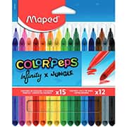 Lápis de Cor Color Peps Infinity 15 Cores + Caneta Hidrográfica Color Peps Jungle 12 Cores - Maped - CX 1 UN