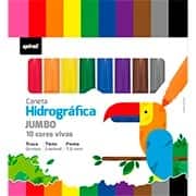 Caneta hidrográfica Jumbo lavável, 10 cores, ponta 7,5mm, Spiral - BT 1 UN