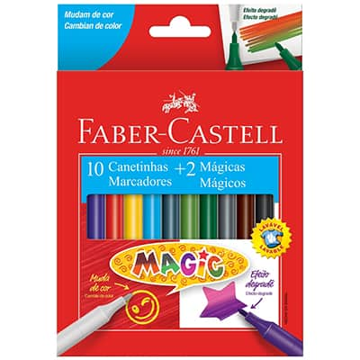 Canetinha 10 cores + 2 mágicas Faber-Castell CX 1 UN