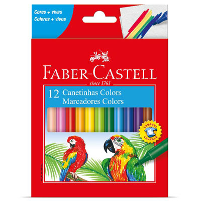 Canetinha Colors 12 Cores Faber-Castell CX 1 UN Canetinha Colors 12 Cores Faber-Castell CX 1 UN