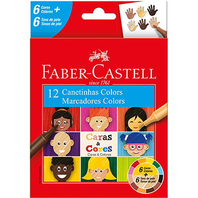 Canetinha Caras e Cores 12 Cores Faber-Castell CX 1 UN Canetinha Caras e Cores 12 Cores Faber-Castell CX 1 UN