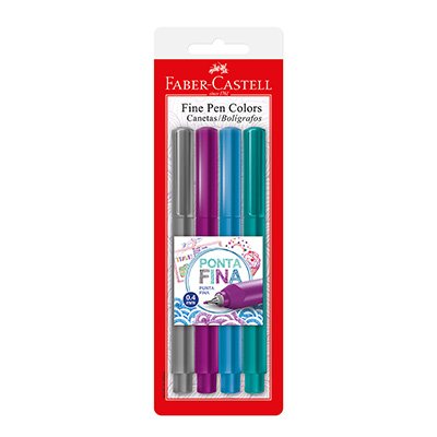 Caneta Hidrográfica Fine Pen 0,4mm Colors Faber-Castell BT 4 UN