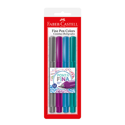 Caneta Hidrográfica Fine Pen 0,4mm Colors Faber-Castell BT 4 UN Caneta Hidrográfica Fine Pen 0,4mm Colors Faber-Castell BT 4 UN