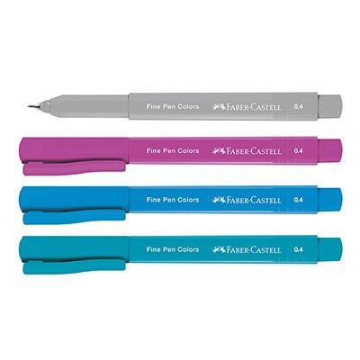 Caneta Hidrográfica Fine Pen 0,4mm Colors Faber-Castell BT 4 UN