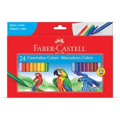 Canetinha Colors 24 Cores Faber-Castell CX 1 UN Canetinha Colors 24 Cores Faber-Castell CX 1 UN