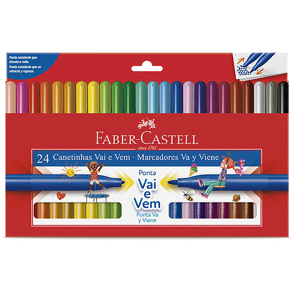 Canetinha Vai e Vem 24 cores Faber-Castell CX 1 UN Canetinha Vai e Vem 24 cores Faber-Castell CX 1 UN