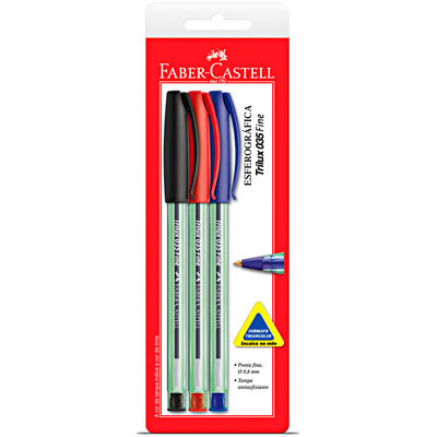 Caneta Esferográfica Trilux 0.8mm 3 Cores Faber-Castell BT 3 UN Caneta Esferográfica Trilux 0.8mm 3 Cores Faber-Castell BT 3 UN