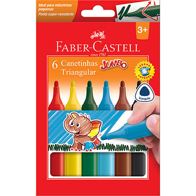 Canetinha Triangular Jumbo 6 Cores Faber-Castell CX 1 UN Canetinha Triangular Jumbo 6 Cores Faber-Castell CX 1 UN