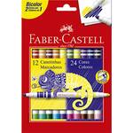 Canetinha Bicolor 24 cores (12 canetinhas) Faber-Castell CX 1 UN
