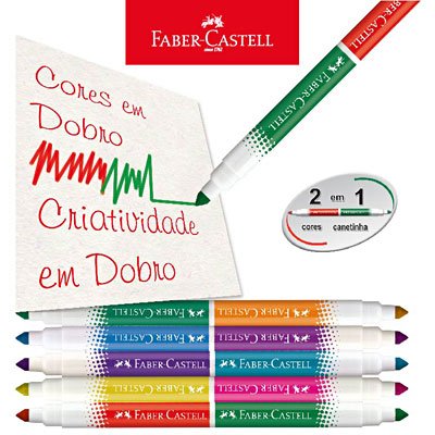 Canetinha Bicolor 24 cores (12 canetinhas) Faber-Castell ET 12 UN