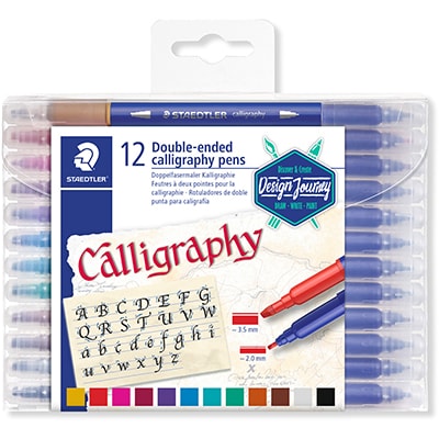 Caneta pincel Calligraphy 12 cores Duo Staedtler - 3005 TB12 02 BT 1 UN