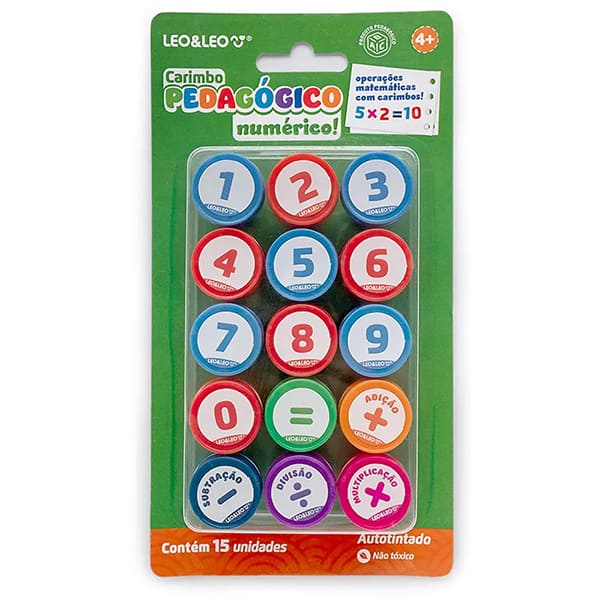 Carimbo autoentintado pedagógico, Números, 10385, Leonora - BT 15 UN