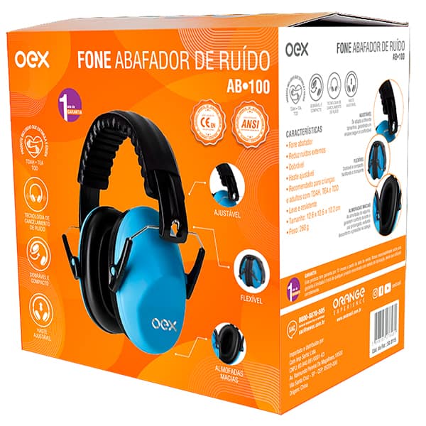 Abafador de Ruídos AB100, Azul, Oex - CX 1 UN