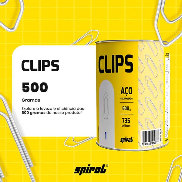 Clips número 1 Galvanizado, Lata 500g, Spiral - PT 1 UN