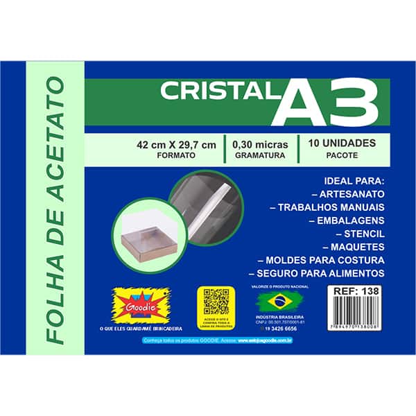Acetato cristal A3 0,30 micras 138 Goodie PT 10 UN