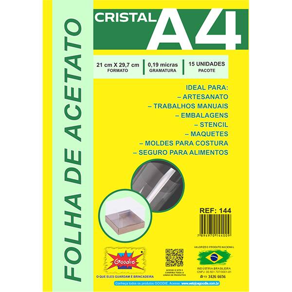 Acetato cristal A4 0,19 micras 144 Goodie PT 15 UN