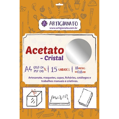 Acetato cristal A4 0,18 micras Artigianato PT 15 UN