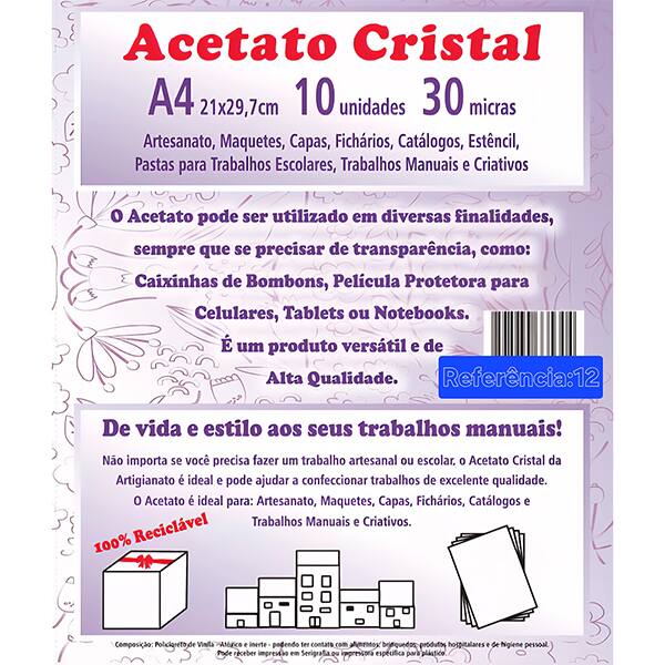 Acetato cristal A4 0,30 micras 12 Plastic PT 1 UN