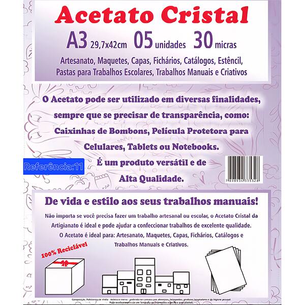Acetato cristal A3 0,30 micras 11 Plastic PT 1 UN