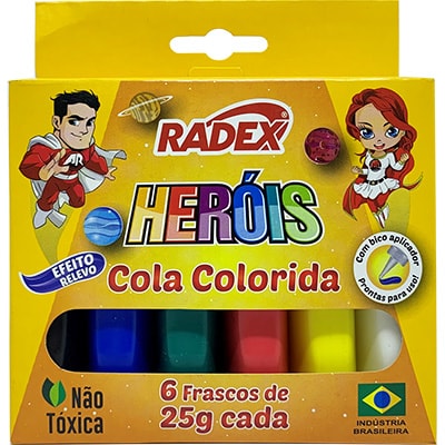 Cola Colorida, 6 cores, 2555, Radex - CX 1 UN