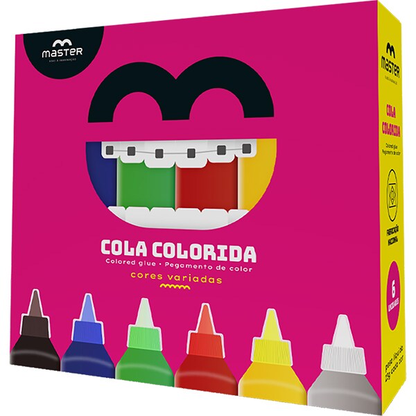 Cola Colorida, 25g, 6 Cores, Master - CX 6 UN