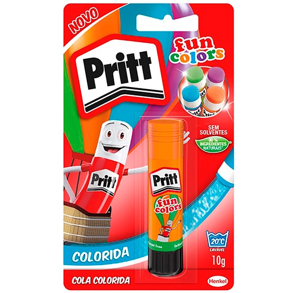 Cola Colorida em Bastão Fun Colors, Pritt, 10g, Cores Sortidas, 2048640, Henkel - BT 1 UN