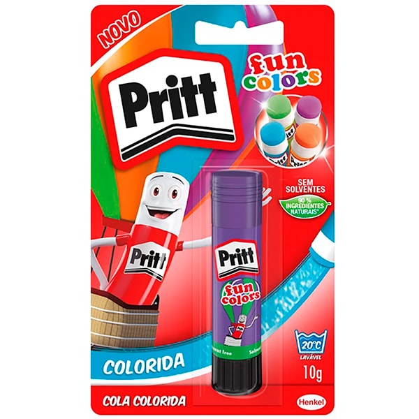 Cola Colorida em Bastão Fun Colors, Pritt, 10g, Cores Sortidas, 2048640, Henkel - BT 1 UN