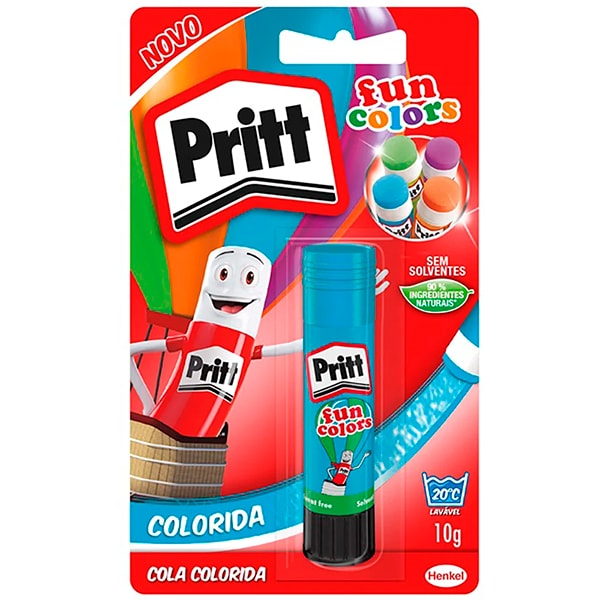 Cola Colorida em Bastão Fun Colors, Pritt, 10g, Cores Sortidas, 2048640, Henkel - BT 1 UN