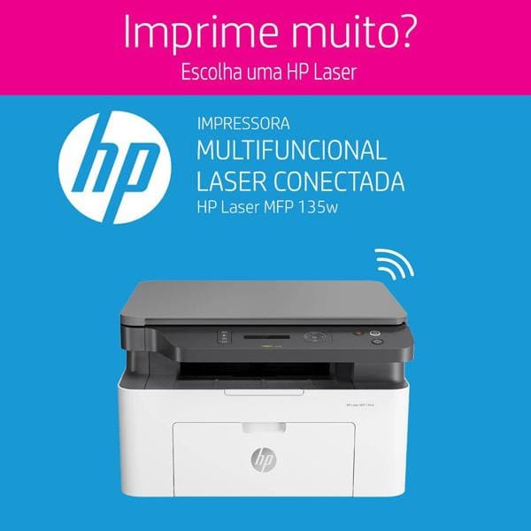 Impressora Multifuncional laser MFP 135w, 4ZB83A, Monocromática, Conexão USB, Wi-fi, 110v - HP CX 1 UN