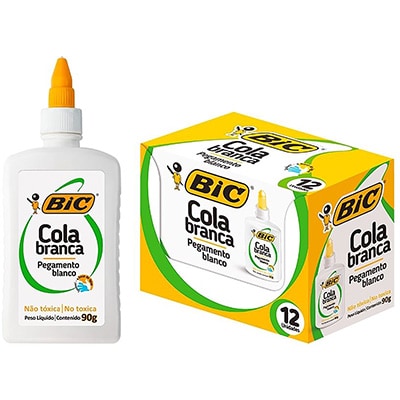 Cola Branca Líquida BIC 90g, À Base de Água, Lavável, Não Tóxica e Segura para Crianças, 930810 - 1 UN