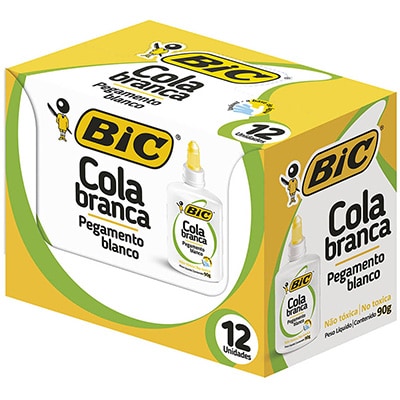 Cola Branca Líquida BIC 90g, À Base de Água, Lavável, Não Tóxica e Segura para Crianças, 930810 - 1 UN