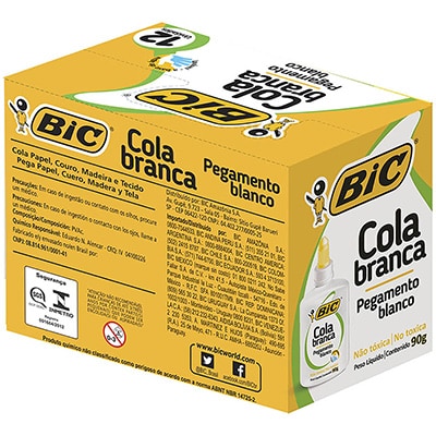 Cola Branca Líquida BIC 90g, À Base de Água, Lavável, Não Tóxica e Segura para Crianças, 930810 - 1 UN