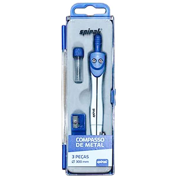 Compasso de metal com 3 peças, 11,5cm, raio de 300mm, Spiral - BT 1 UN
