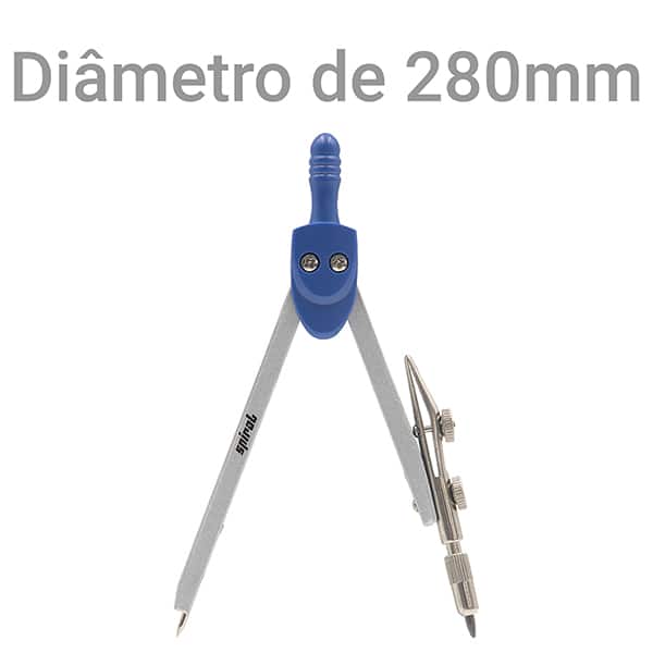 Compasso de metal com 2 peças, 11,5cm, raio de 280mm, Spiral - BT 1 UN Compasso de metal com 2 peças, 11,5cm, raio de 280mm, Spiral - BT 1 UN