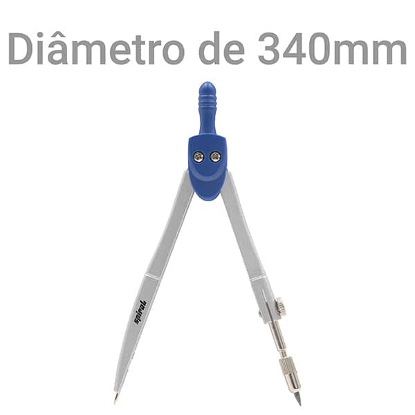 Compasso de metal com 2 peças, 12,5cm, raio de 340mm, Spiral - BT 1 UN Compasso de metal com 2 peças, 12,5cm, raio de 340mm, Spiral - BT 1 UN