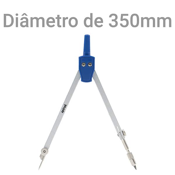 Compasso de metal com 3 peças, 13,5cm, raio de 350mm, Spiral - BT 1 UN Compasso de metal com 3 peças, 13,5cm, raio de 350mm, Spiral - BT 1 UN