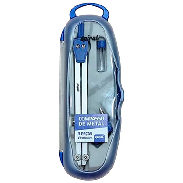 Compasso de metal com 3 peças, 15,5cm, raio de 500mm, Spiral - BT 1 UN