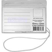 Crachá horizontal transparente c/ cordão 120x80mm 3837 Plastpark PT 10 UN