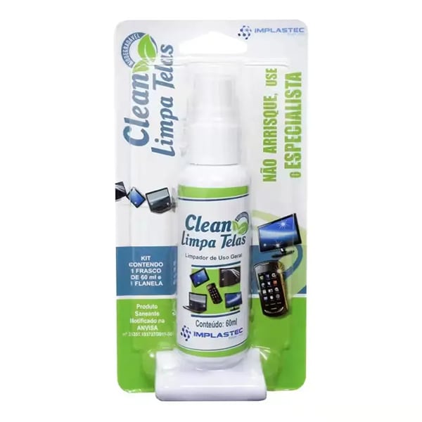 Limpador de telas clean + Flanela, 48817, Implastec - CX 1 UN