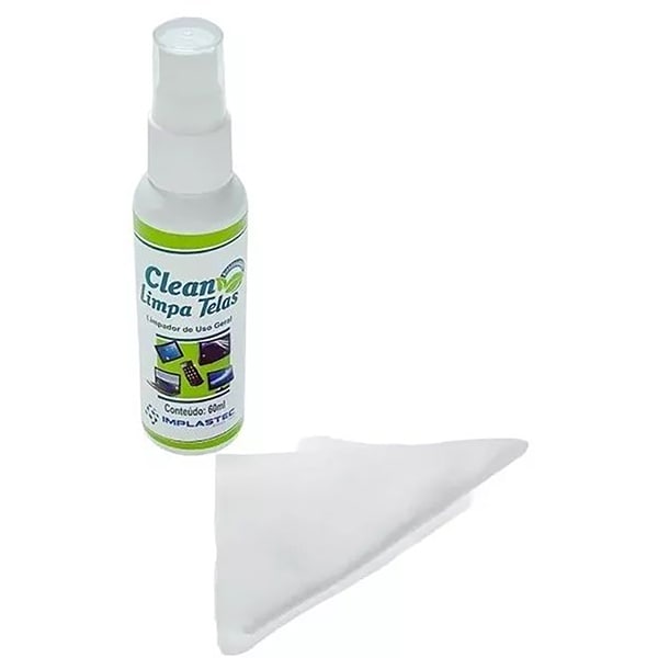 Limpador de telas clean + Flanela, 48817, Implastec - CX 1 UN