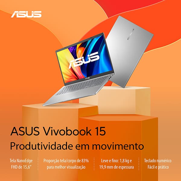 Notebook Asus Vivobook X1500EA, Processador Intel Pentium Gold 7505, 4GB de Memória, Armazenamento 128GB SSD, Windows 11 Home, Prata, Tela de 15,6", EJ4239WS, Asus - CX 1 UN