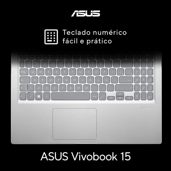 Notebook Asus Vivobook X1500EA, Processador Intel Pentium Gold 7505, 4GB de Memória, Armazenamento 128GB SSD, Windows 11 Home, Prata, Tela de 15,6", EJ4239WS, Asus - CX 1 UN