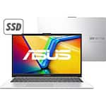 Notebook Asus Vivobook Intel Core I3, 4GB de Memória, Armazenamento 256GB SSD, Windows 11 Home, Prata, Tela de 15,6, E1504GA-NJ441W, ASUS - CX 1 UN