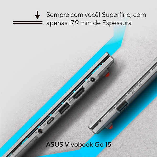 Notebook Asus Vivobook Intel Core I3, 4GB de Memória, Armazenamento 256GB SSD, Windows 11 Home, Prata, Tela de 15,6", E1504GA-NJ441W, ASUS - CX 1 UN