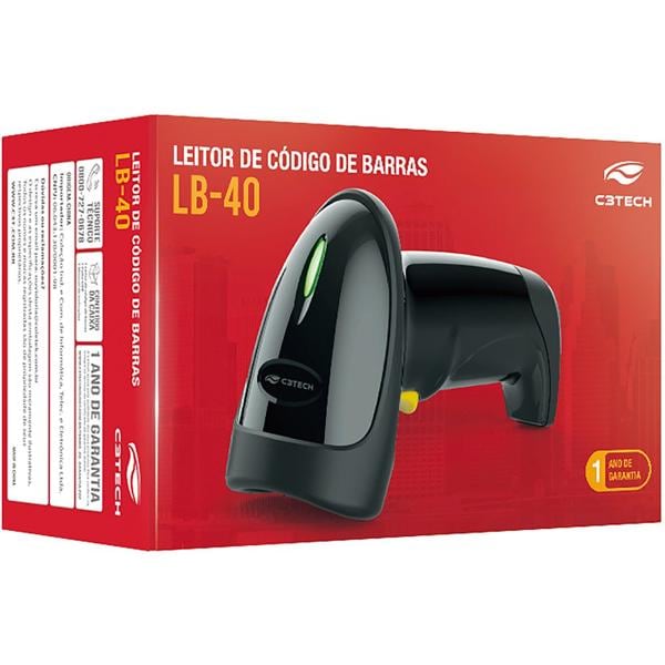 Leitor de código de barras 1D Sensor Laser, USB, LB-40BK, C3Tech - CX 1 UN