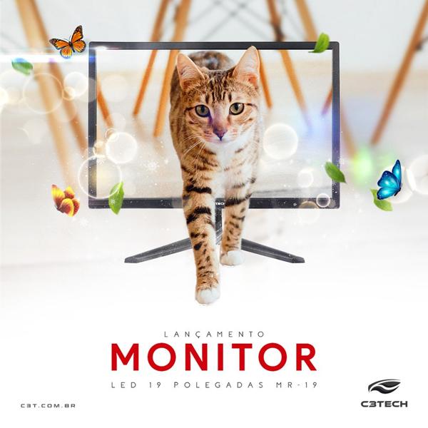 Monitor 19", LED, HD, HDMI / VGA , Tela IPS, 60Hz, 5ms, Preto, MR-19, C3Tech - CX 1 UN